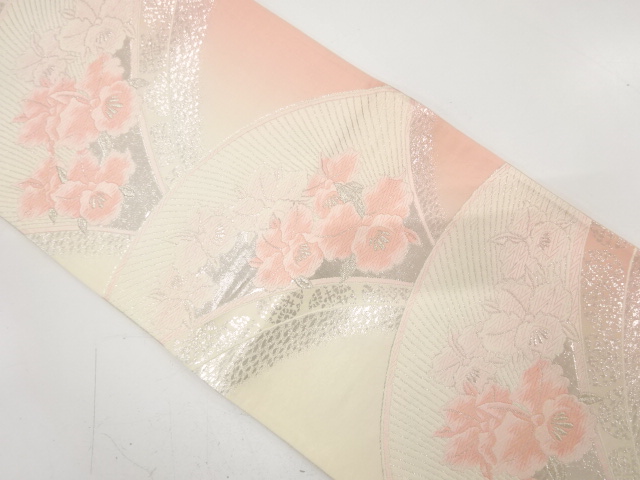 JAPANESE KIMONO / ANTIQUE FUKURO OBI / SILK / WOVEN FLOWER & FOILS